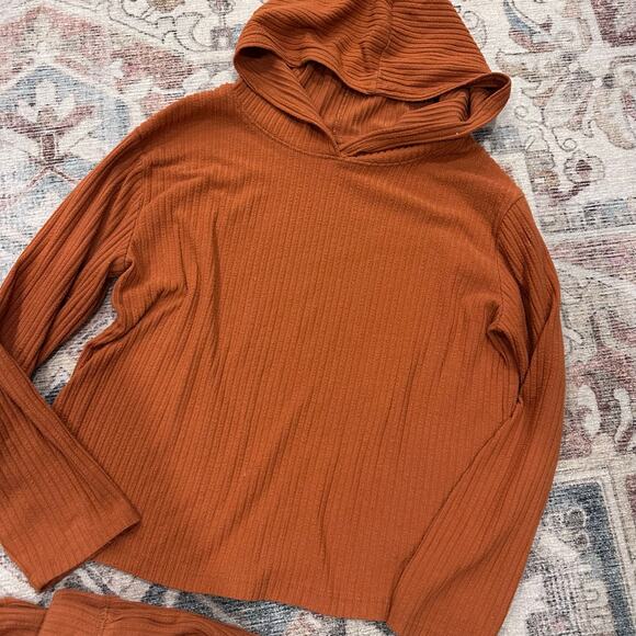 Cat & Jack Girls' Cinnamon Ribbed Hoodie & Jogger Set - M - Picture 2 of 4